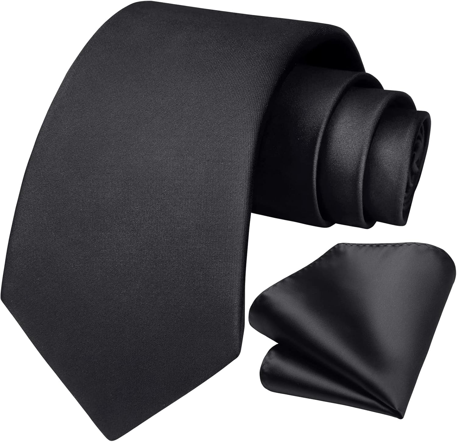 Mens Solid Color Ties Formal Satin Necktie and Pocket Square Set Classic Wedding Business Tie & Handkerchief