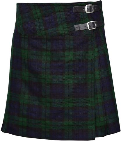 Ladies Knee Length Kilt Skirt 20" Length Tartan Pleated Kilts - Black