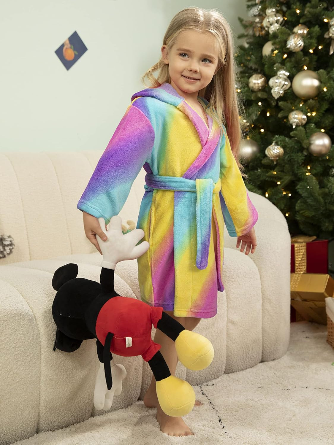 Kids Boys Girls Bath Cover up with Belt & Pockets, Cute Hooded Design,12 Month-12 Years