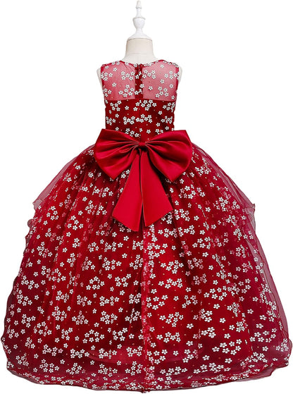 Flower Girl Dresses for Wedding Pageant Princess Dresses for Girls 1/4 Sleeves Ball Gown for Girls Party Dresses