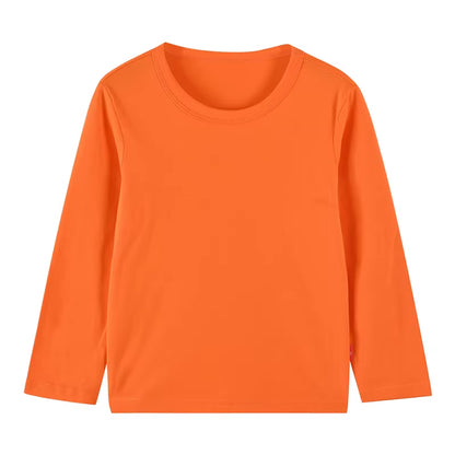 2025 Spring Autumn Children Long Sleeves T-Shirt Kids Solid Color Undershirts Sweat Sweaters Baby Boys Girls round Neck Top