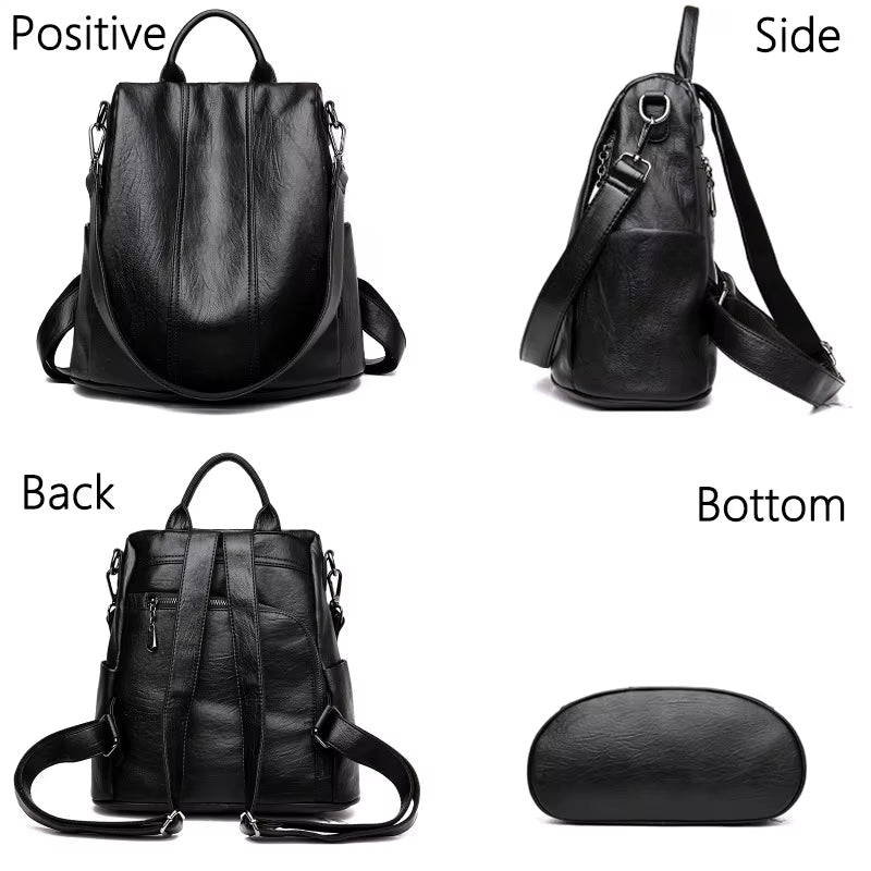 Women'S Waterproof anti Theft Leather Backpack 2024 Girls Shoulder Bags Multifunctional Large Capacity Travel Backpacks Mochilas