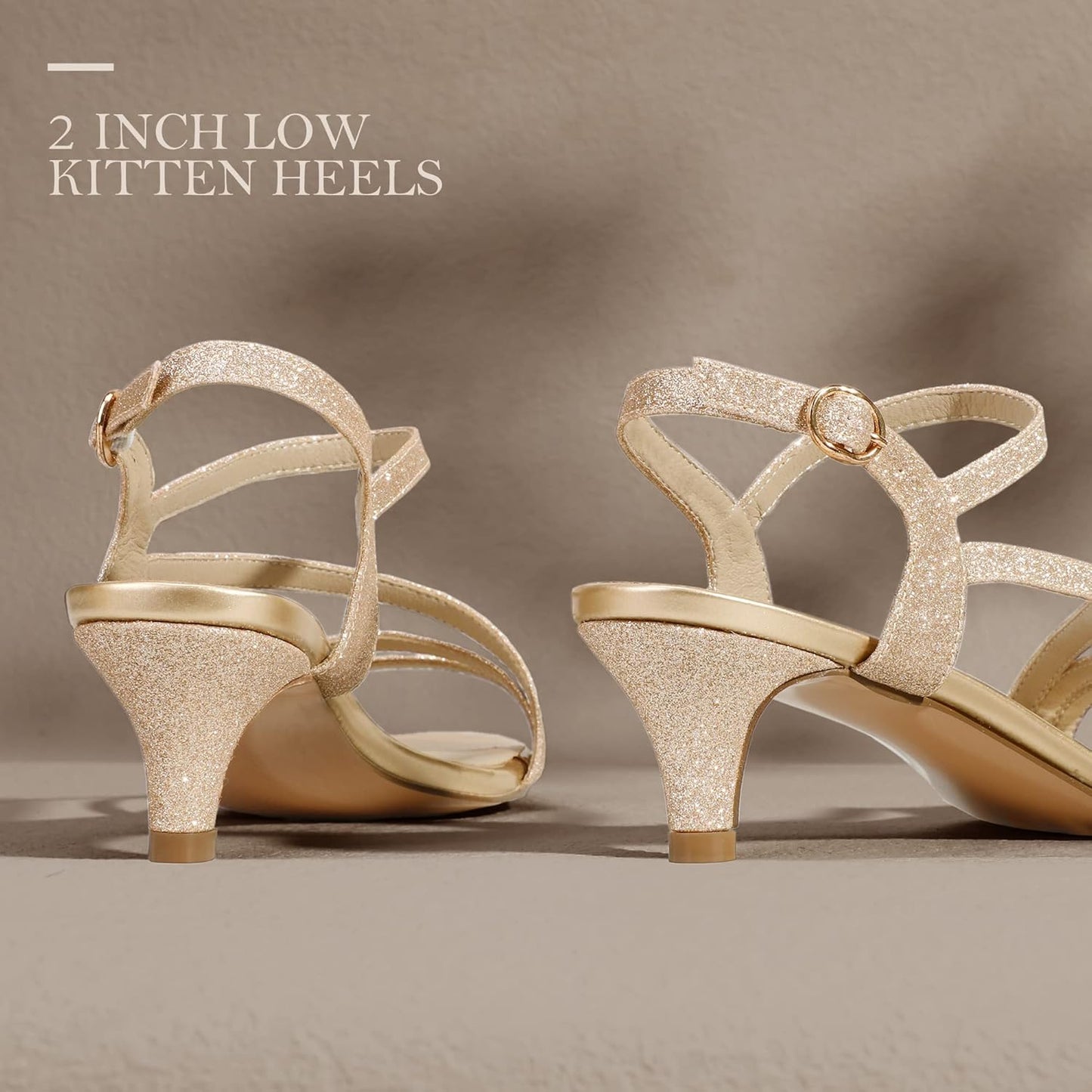 Women'S Dressy Strappy 2 Inch Low Kitten Heel Open Toe Sandals Dress Shoes for Woman Lady in Bridal Dance Evening