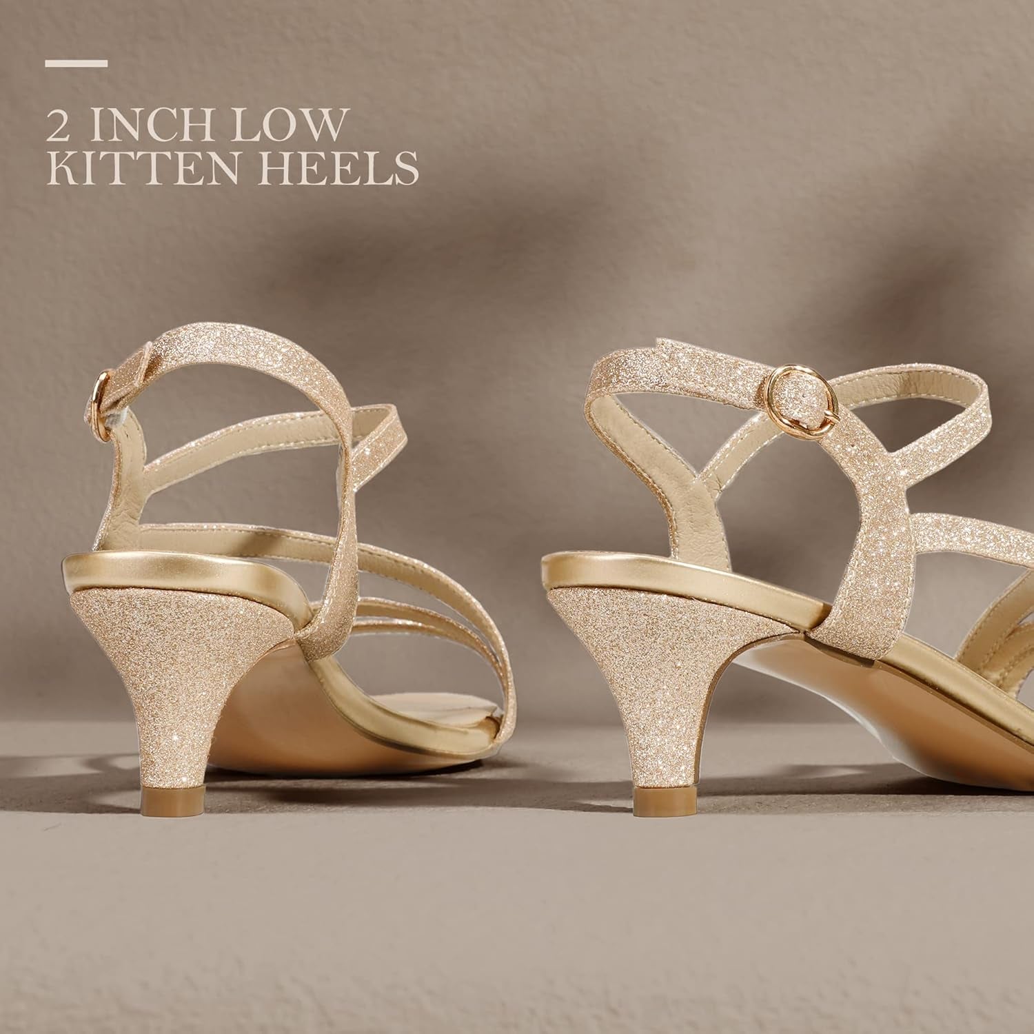 Women'S Dressy Strappy 2 Inch Low Kitten Heel Open Toe Sandals Dress Shoes for Woman Lady in Bridal Dance Evening