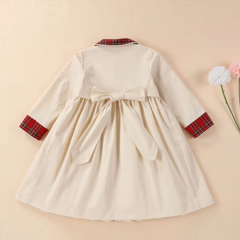 Children Girls Vintage Spanish Princess Plaid Dress for Girl Elegant Handmade Smocked Long Sleeve Dress 2023 Autumn Kids Costume