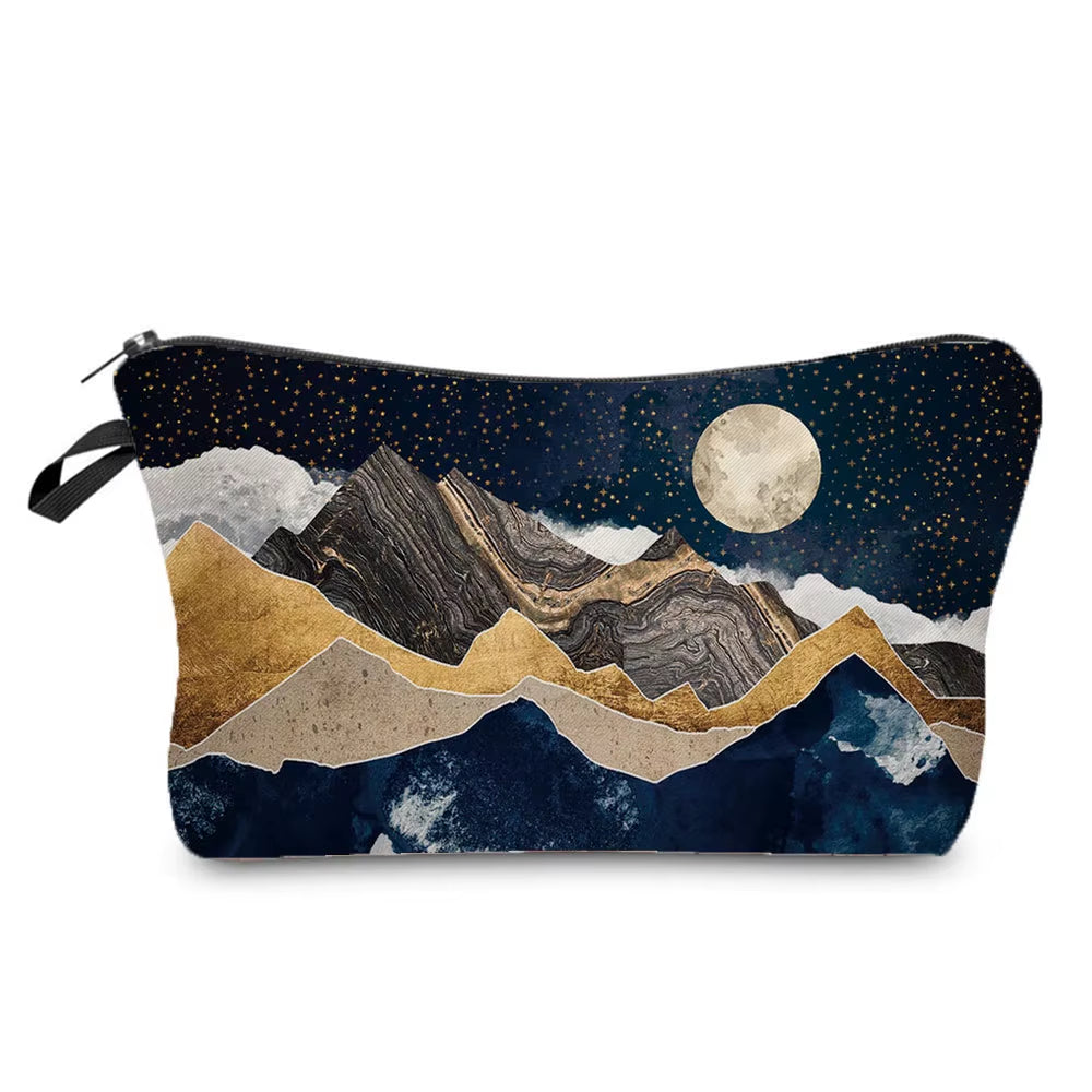 Landscape Painting Makeup Bag Polyester Cosmetic Bag Women'S Necessaire Pouch with Zipper Shaver Kit Bags Luxury Man Travel Bag