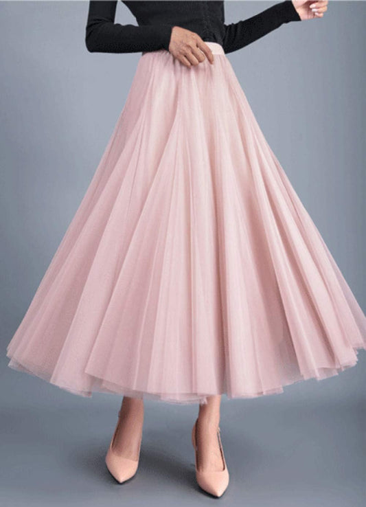 Tulle Skirts for Women Pleated Layered Tutu Skirt Ladies Elegant Flowy Long Skirts Bridesmaid Wedding Midi Skirt