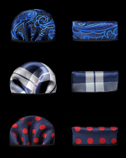 Mens Ties and Pocket Square Set Business Elegant Ties for Men Classic Lot 3 Pcs Wedding Party Neckties & Handkerchief