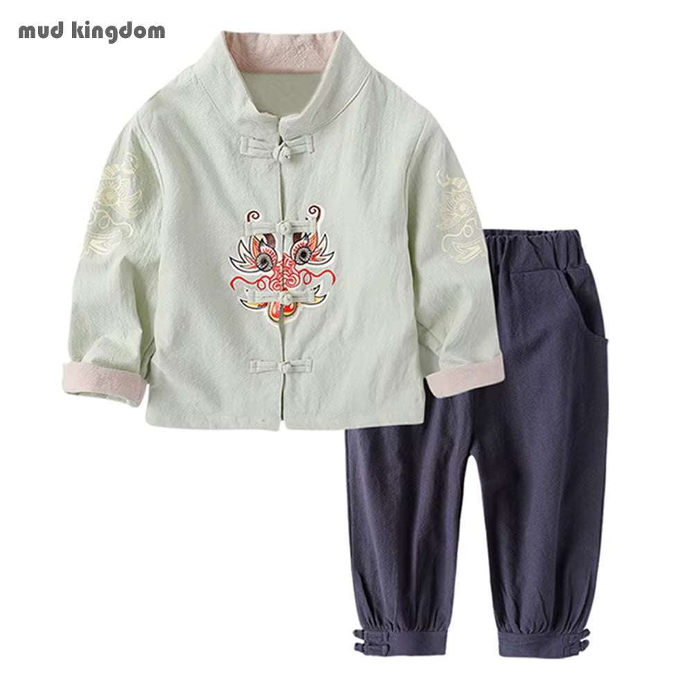 Boys Girls Outifts Chinese New Year Clothes Kids Costume Tang Jacket Coats and Pants Suit Children Clothing Sets