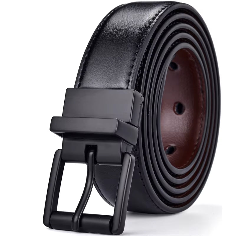 1Pcs Mens Reversible Leather Dress Casual Belts for Men 2.8Cm Wide One Reverse for 2 Colors