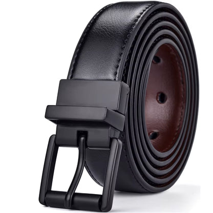 1Pcs Mens Reversible Leather Dress Casual Belts for Men 2.8Cm Wide One Reverse for 2 Colors