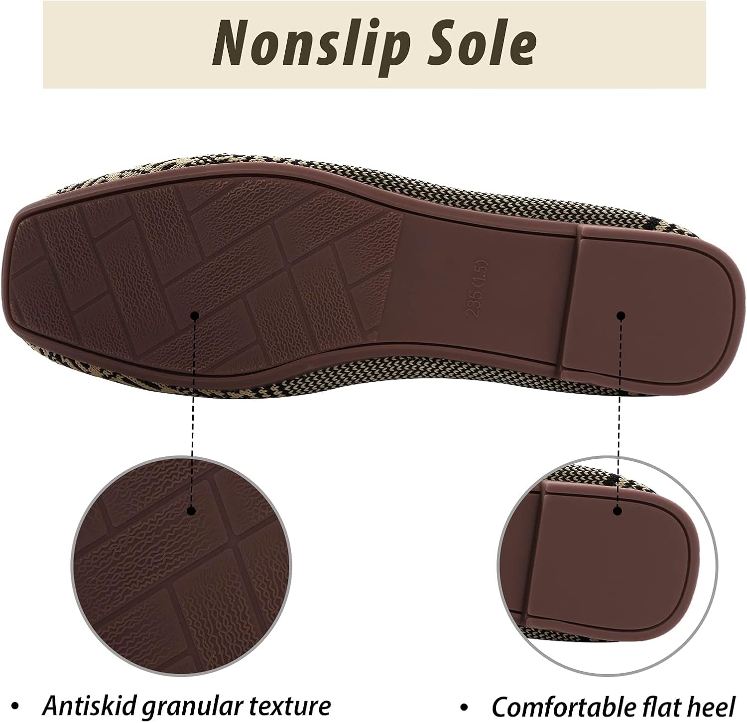 Womens Flats Knit Dress Shoes, Low Wedge Flat Shoes Comfort Slip on Flats, Shoes for Woman Classic Softable Black 7