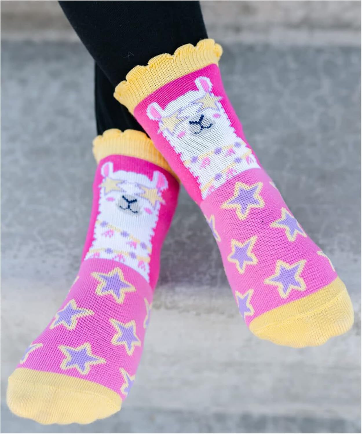 Girl'S Unicorn Llama Giraffe Flamingo Novelty Pattern Crew Socks 6 Pack