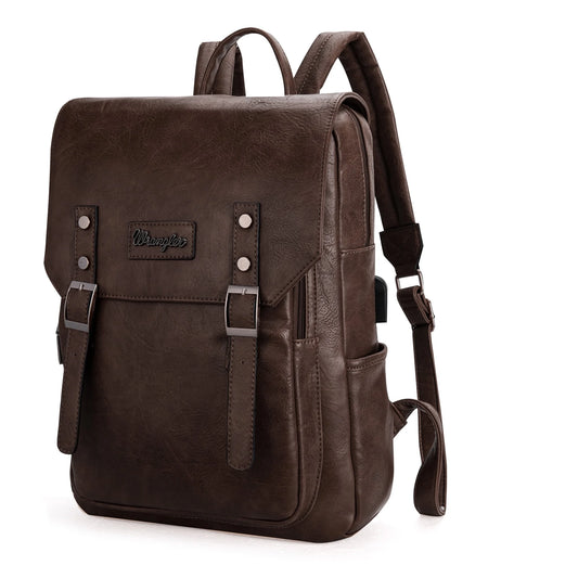 Wrangler Backpack Purse for Womens, Waterproof Vegan Leather Travel Backpacks Handbags for Man, Ladies Casual Shoulder Bags with USB Charging Port