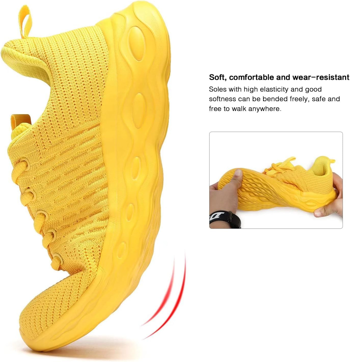 Women'S Running Shoes Walking Tennis Sneakers Ladies Work Casual Comfor Lightweight Non-Slip Gym Trainers Yellow