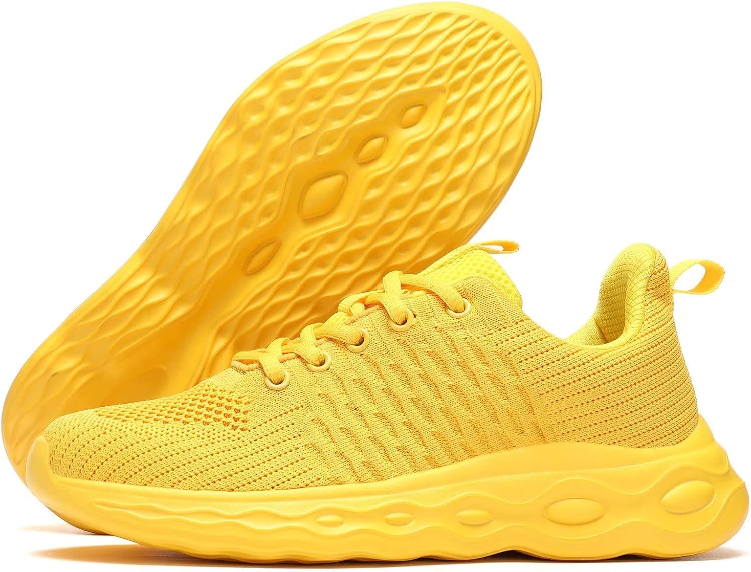 Women'S Running Shoes Walking Tennis Sneakers Ladies Work Casual Comfor Lightweight Non-Slip Gym Trainers Yellow