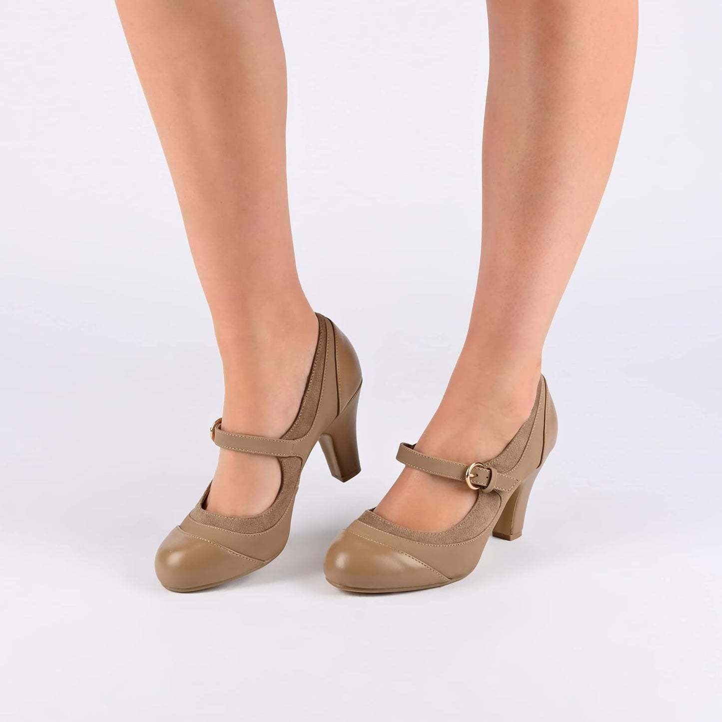 Womens Siri round Toe Block Heel Mary Jane Pumps - Size: 6 - Brown