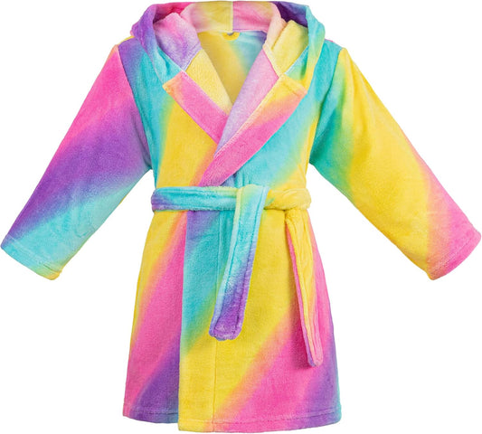 Kids Boys Girls Bath Cover up with Belt & Pockets, Cute Hooded Design,12 Month-12 Years
