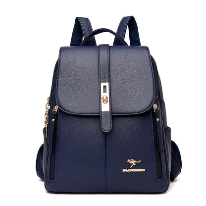 Luxury Women Leather Backpacks for Girls Sac a Dos Casual Daypack Black Vintage Backpack School Bags for Girls Mochila Rucksack