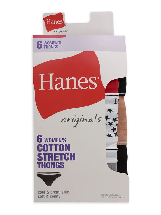 Originals Women'S Thong Underwear, Breathable Cotton Stretch, 6-Pack