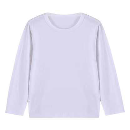 2025 Spring Autumn Children Long Sleeves T-Shirt Kids Solid Color Undershirts Sweat Sweaters Baby Boys Girls round Neck Top