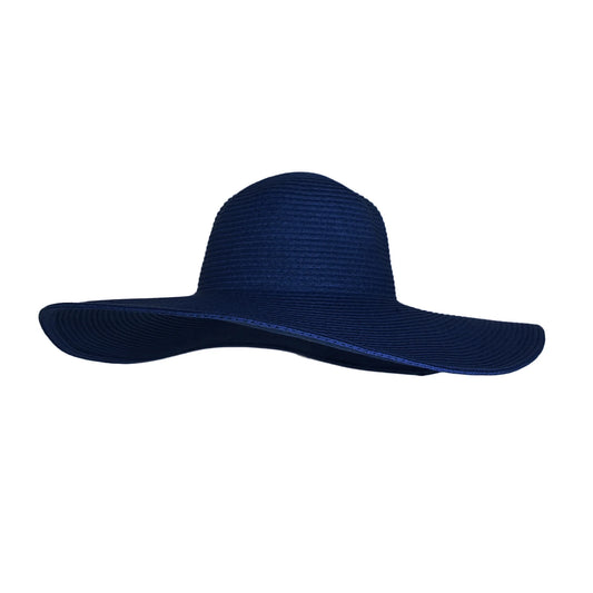 Women Straw Sun Hat Wide Brim Floppy Beach Cap UPF 50+ SZ90045 (Navy)