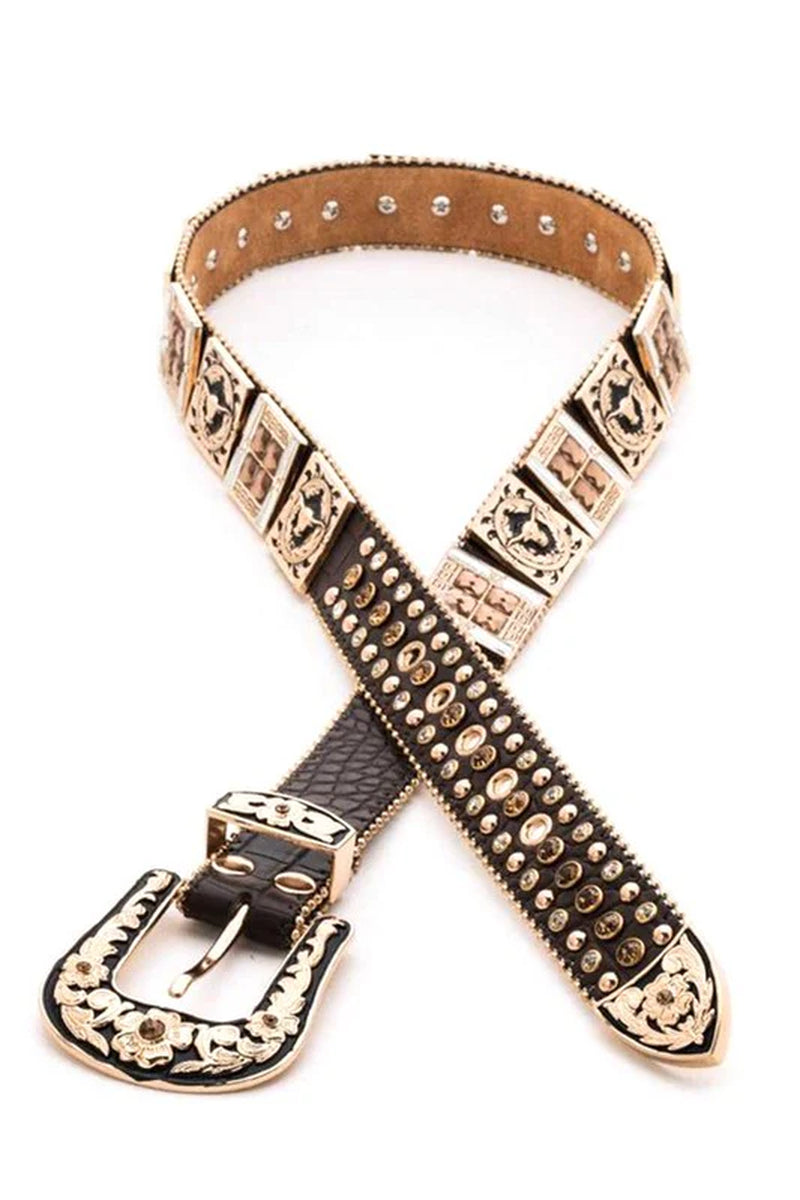 Long Horn Concho Crystal Western Belt
