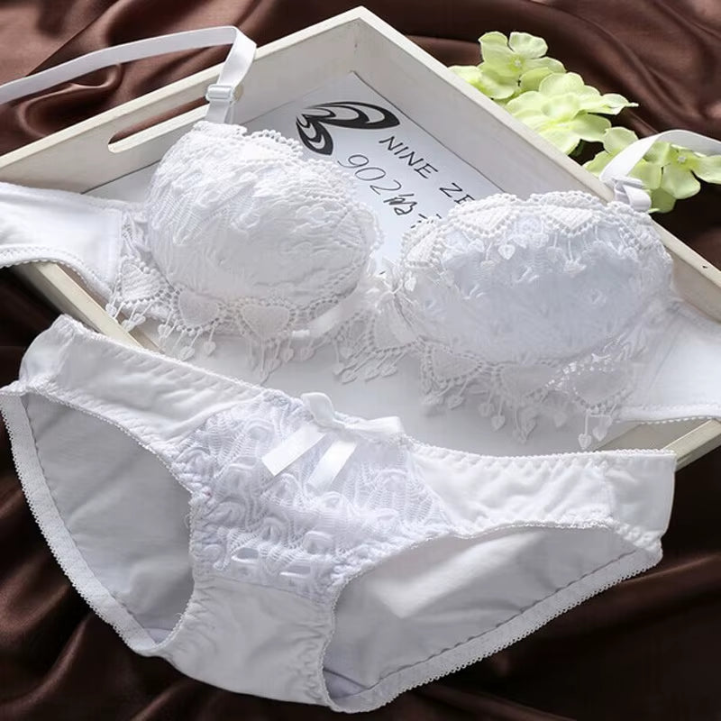Push up Bra Set Women Underwear Solid Sexy Lingerie Girl Floral Lace Underwear Set Underwire Brassiere Outfit