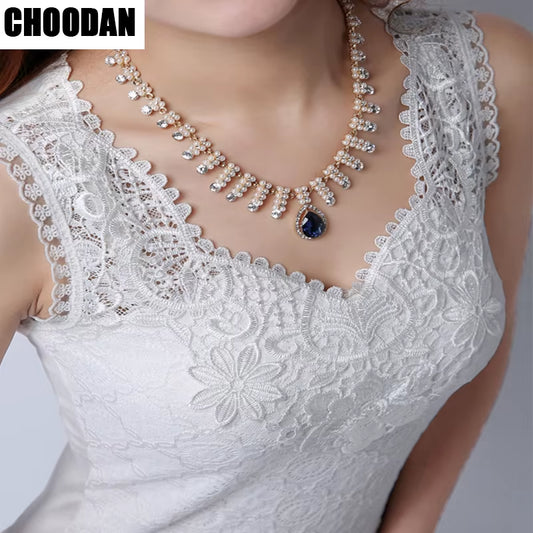 Tank Top Women Fitness Elegant Flower Embroidery Lace Blouse 2018 New Fashion Summer Tube Top Sleeveless Shirt Clothing for Lady