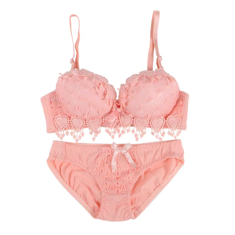 Push up Bra Set Women Underwear Solid Sexy Lingerie Girl Floral Lace Underwear Set Underwire Brassiere Outfit
