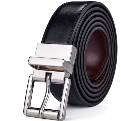 1Pcs Mens Reversible Leather Dress Casual Belts for Men 2.8Cm Wide One Reverse for 2 Colors