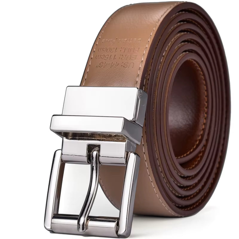 1Pcs Mens Reversible Leather Dress Casual Belts for Men 2.8Cm Wide One Reverse for 2 Colors