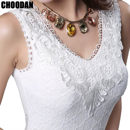 Tank Top Women Fitness Elegant Flower Embroidery Lace Blouse 2018 New Fashion Summer Tube Top Sleeveless Shirt Clothing for Lady