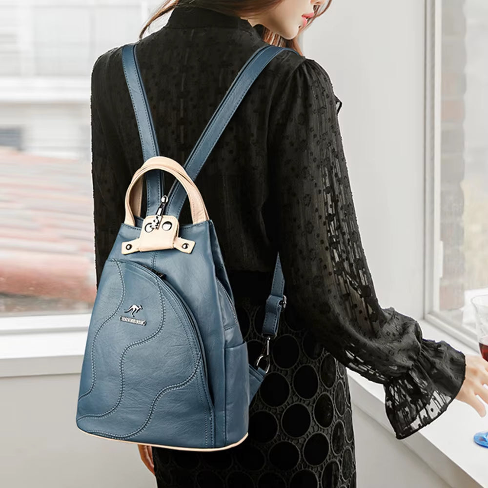 Women Leather Backpacks Zipper Female Chest Bag Travel Back Pack Ladies Bagpack Mochilas School Bags for Teenage Girls Sac a Dos