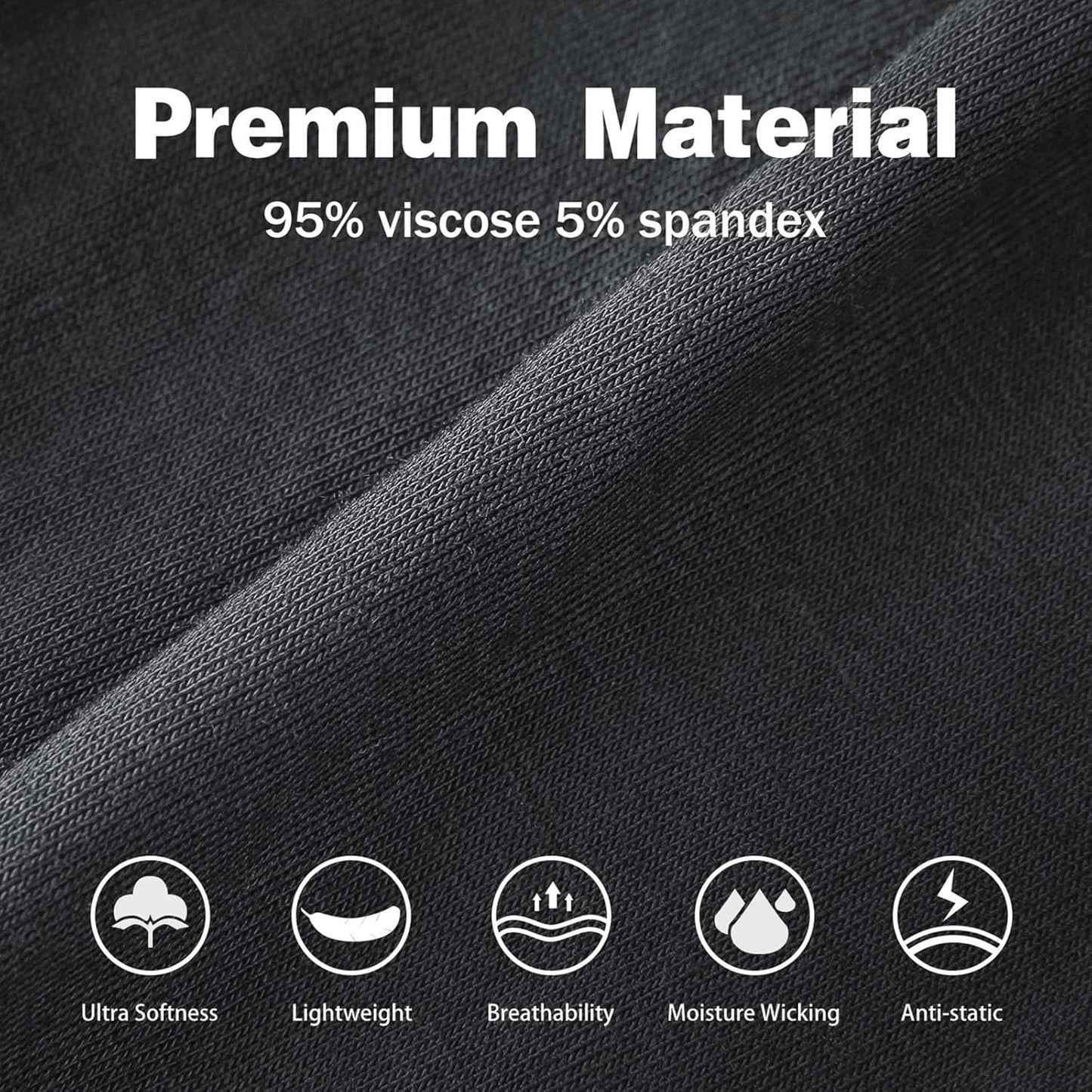 Men'S Breathable Viscose Moisture Wicking No Roll Waistband Tagless Underwear Boxer Briefs, Pack of 5