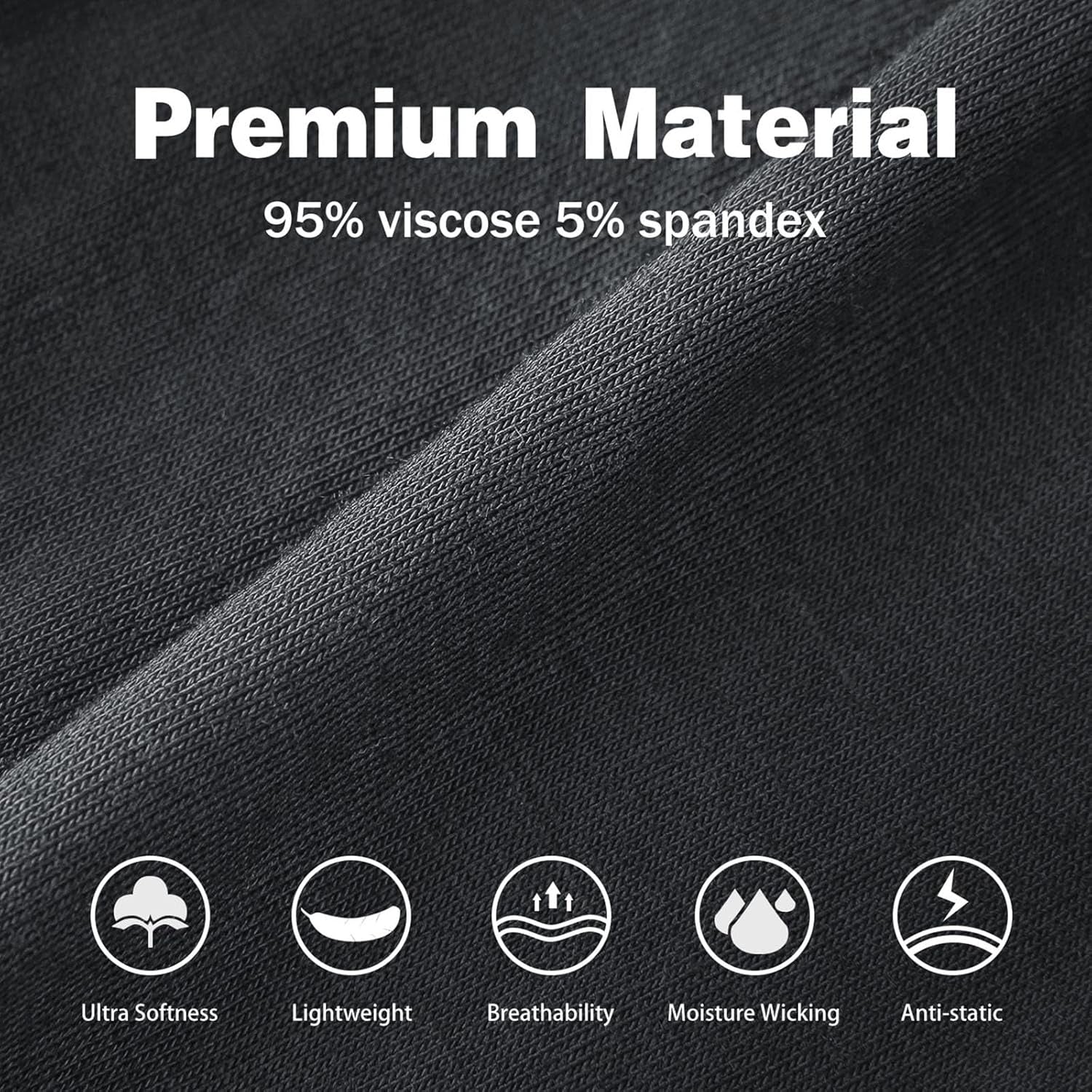 Men'S Breathable Viscose Moisture Wicking No Roll Waistband Tagless Underwear Boxer Briefs, Pack of 5