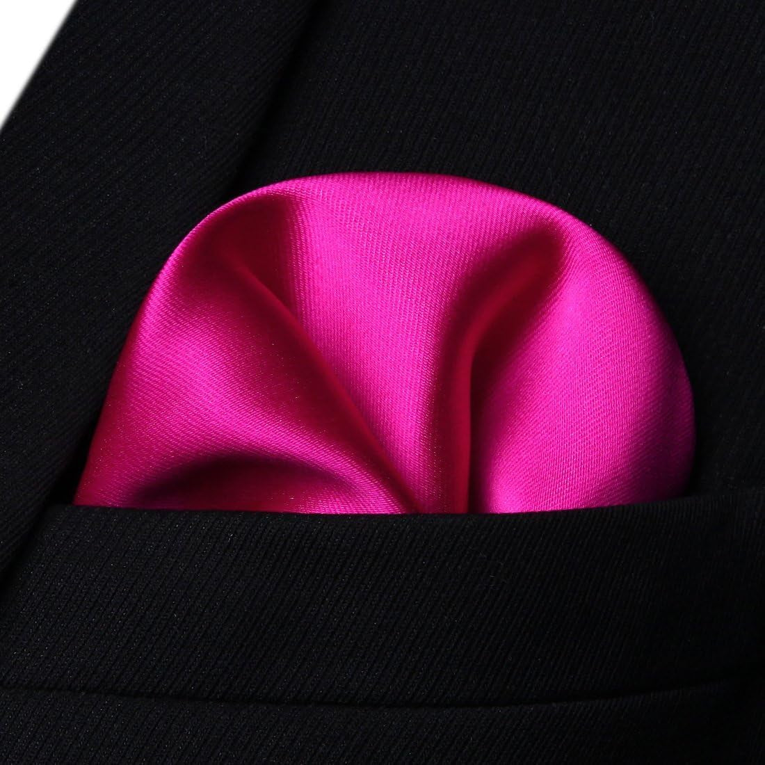 Mens Solid Color Ties Formal Satin Necktie and Pocket Square Set Classic Wedding Business Tie & Handkerchief