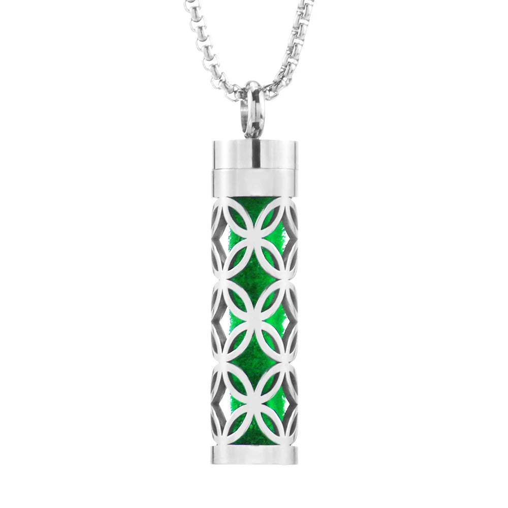Geometric Style Aromatherapy Essential Oil Pendant Lockets Perfume Storage Diffuser Necklace 316L Stainless Steel Jewelry Gift