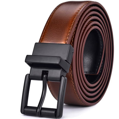 1Pcs Mens Reversible Leather Dress Casual Belts for Men 2.8Cm Wide One Reverse for 2 Colors