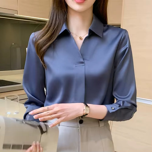 Long Sleeve Blouse Women Blusas Mujer De Moda 2024 Chiffon Blouse Shirt Turn down Collar Office Blouse Women Tops Blusa E235