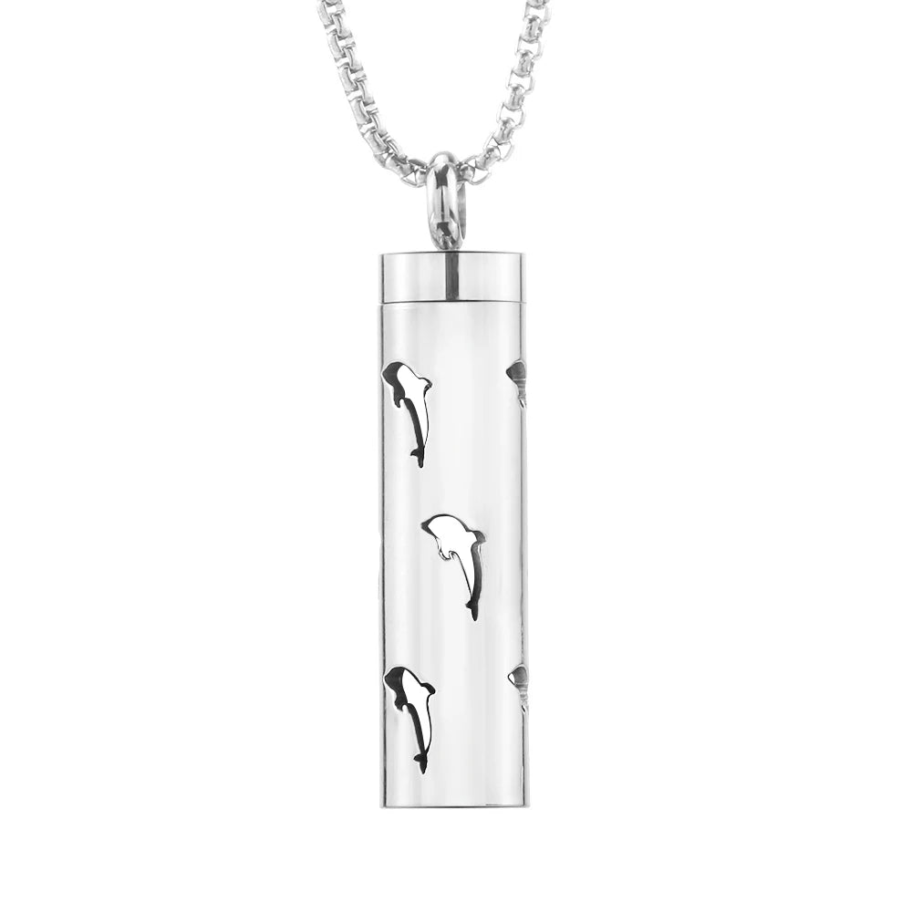 Geometric Style Aromatherapy Essential Oil Pendant Lockets Perfume Storage Diffuser Necklace 316L Stainless Steel Jewelry Gift