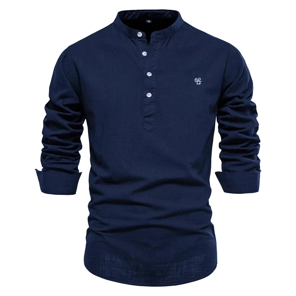 New Spring Cotton Social Shirt Men Solid Color High Quality Long Sleeve Shirt for Men Lapel Casual Social Men'S Shirts