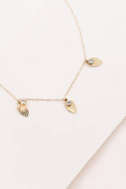 Leaf and Rhinestone Chain Anklet
