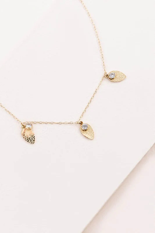 Leaf and Rhinestone Chain Anklet