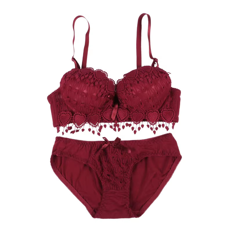 Push up Bra Set Women Underwear Solid Sexy Lingerie Girl Floral Lace Underwear Set Underwire Brassiere Outfit