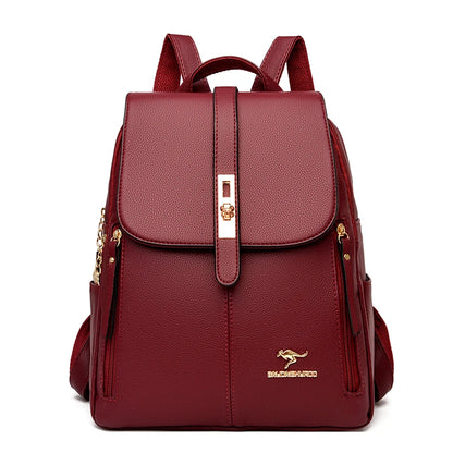 Luxury Women Leather Backpacks for Girls Sac a Dos Casual Daypack Black Vintage Backpack School Bags for Girls Mochila Rucksack