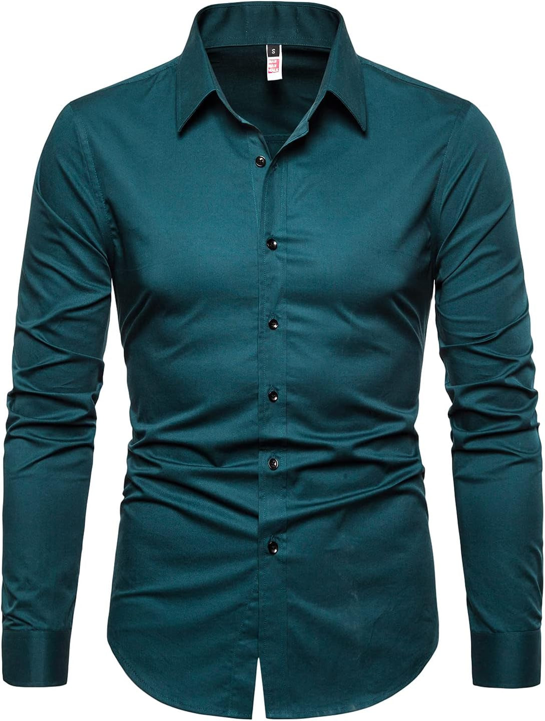 Men'S Slim Fit Business Casual Cotton Long Sleeves Solid Button down Dress Shirts