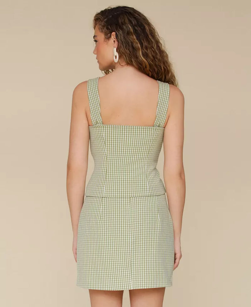 Women'S Bow-Trim Sweetheart-Neck Gingham Top