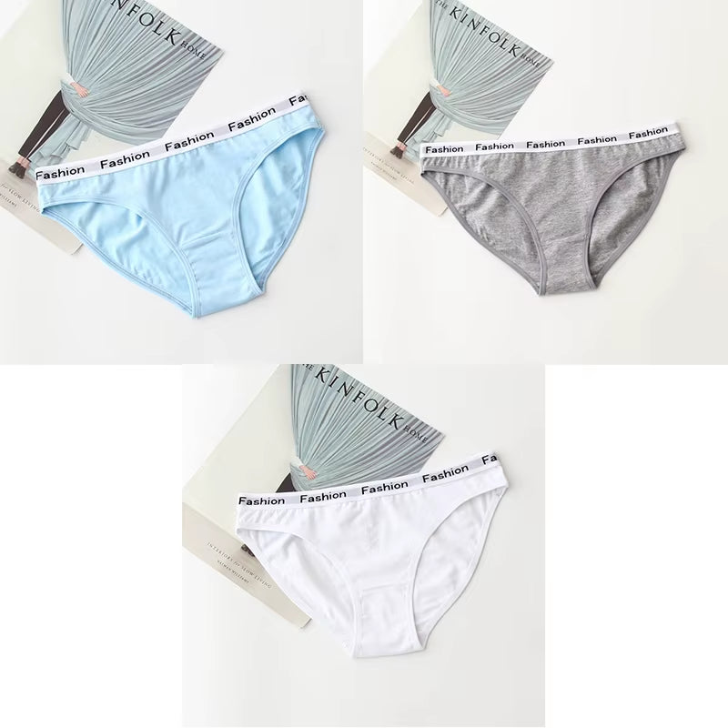 3Pcs Cotton Panties Female Underpants Fashion Women Briefs Underwear Sports plus Size Lingerie Women'S Intimates