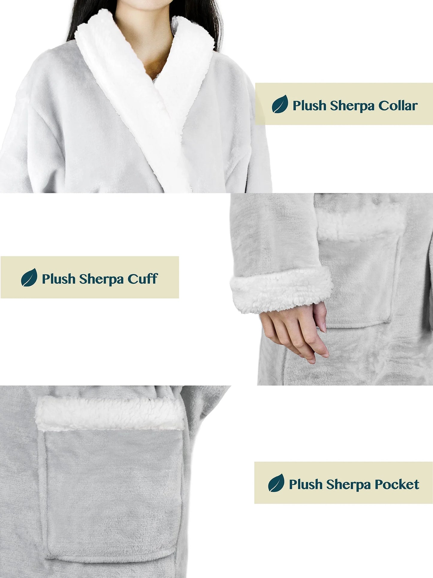 Premium Womens Sherpa Fleece Robe | Luxurious Soft, Warm, Plush Bathrobe